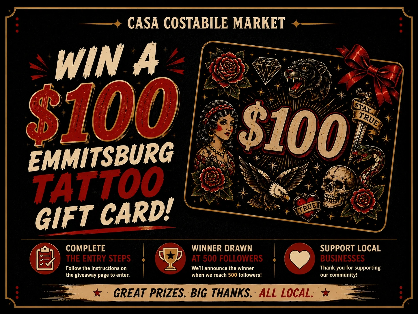 Win a Emmitsburg Tattoo $100 Gift Card